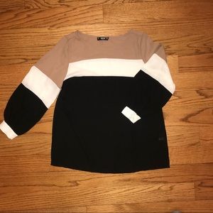 Black White and Tan Shirt/Blouse